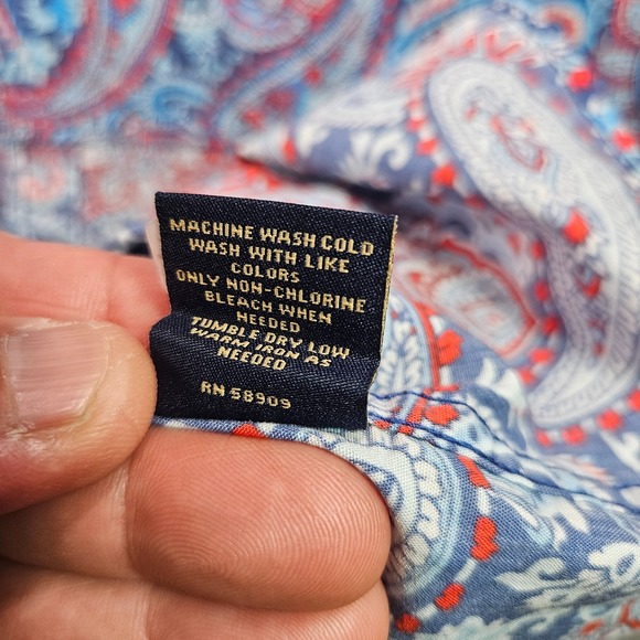 NEW Cremieux Casual Shirt Men 3XT Tall Stretch‎ Paisley Short Sleeve Blue Red - Picture 7 of 11